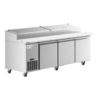 Avantco SSPPT-3 94" 3 Door Refrigerated Pizza Prep Table