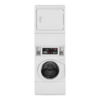 Speed Queen Quantum Gold Pro SV6000WG Stacked 3.42 cu. ft. 27" Front Load Electric Washer and 7.0 cu. ft. 27" Front Load Gas Powered Dryer - Coin Operated