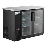 Avantco UBB-48G-HC 48" Black Counter Height Narrow Glass Door Back Bar Refrigerator with LED Lighting