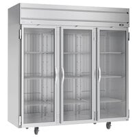 Beverage-Air HFPS3HC-1G Horizon Series 78" Stainless Steel Glass Door Reach-In Freezer