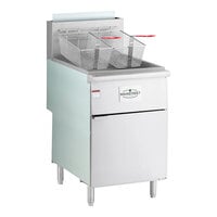 MainStreet Equipment Natural Gas 70-100 lb. Stainless Steel Floor Fryer - 150,000 BTU