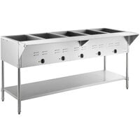 Avantco STE-5S Five Pan Open Well Electric Steam Table with Undershelf - 208/240V, 3750W