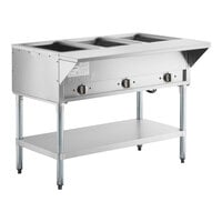 ServIt EST-3OS-US Three Pan Open Well Electric Steam Table with Adjustable Undershelf - 120V, 1500W