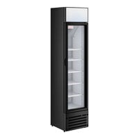 Galaxy GDN-5 16 9/16" Black Swing Glass Door Merchandiser Refrigerator with Red, White, and Blue LED Lighting