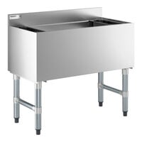 Regency IB1836-CPT 18" x 36" Underbar Ice Bin with 7 Circuit Post-Mix Cold Plate and Bottle Holders - 79 lb.