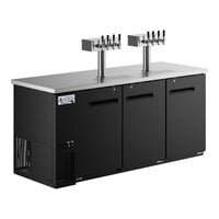 Avantco UDD3788 Black Kegerator / Beer Dispenser with 2 Quadruple Tap Towers (3) 1/2 Keg Capacity