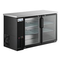 Avantco UBB-60G-HC 60" Black Counter Height Narrow Glass Door Back Bar Refrigerator with LED Lighting