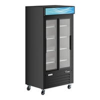 Avantco GDS-33-HCB 40" Black Sliding Glass Door Merchandiser Refrigerator with LED Lighting