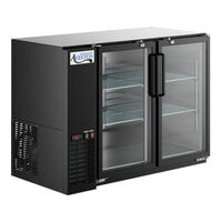 Avantco UBB-48-GT-G 48" Black Underbar Height Narrow Glass Door Back Bar Refrigerator with Galvanized Top and LED Lighting
