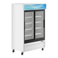 Avantco GDS-47-HC 53 1/8" White Sliding Glass Door Merchandiser Refrigerator with LED Lighting