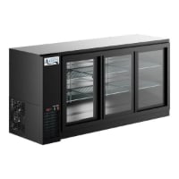 Avantco UBB-72S-GT 73" Black Underbar Height Narrow Sliding Glass Door Back Bar Refrigerator with Galvanized Top and LED Lighting