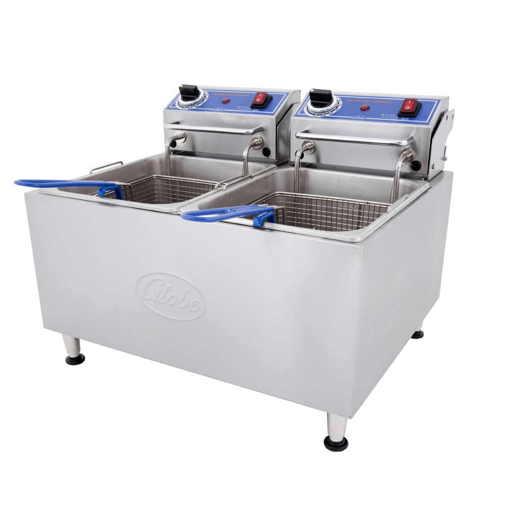 Globe PF16E 16 lb Stainless Steel Electric Countertop Fryer