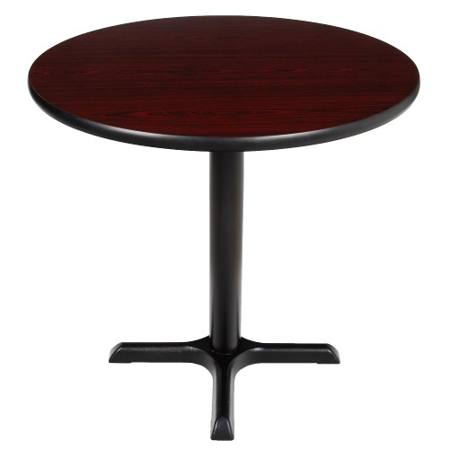 Table Height Restaurant Table 30" Round Mahogany Laminate Table Top With Base 