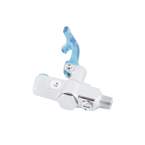 T&S Brass 5GF-W Glass Filler Wall Mount - 3/8 NPT Male Inlet Blue Self-Closing Faucet