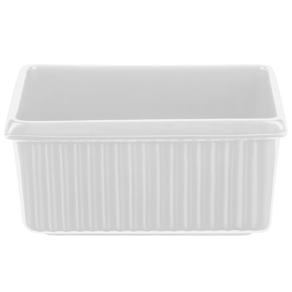 Rectangle With Ridges TableCraft CW1530W 3 Qt. White Rectangle Server with Ridges