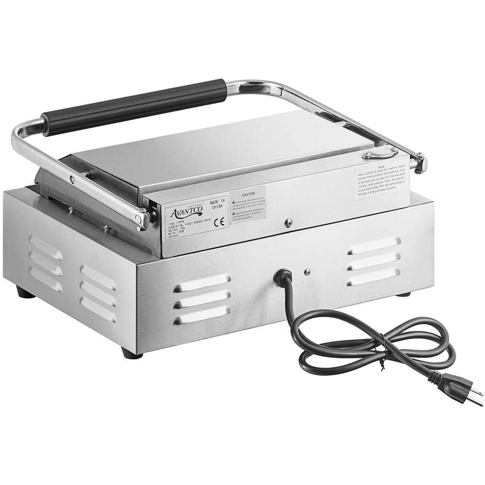avantco p78 commercial panini sandwich grill with grooved plates