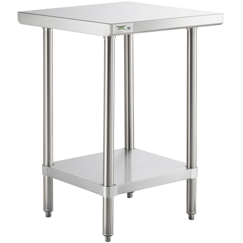 Regency 24 inch x 24 inch 16-Gauge 304 Stainless Steel Commercial Work Table with Undershelf
