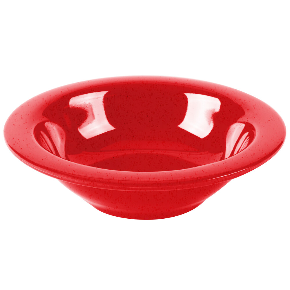 GET B-454-RSP Red Sensation round melamine bowl with wide rim and speckled glaze finish