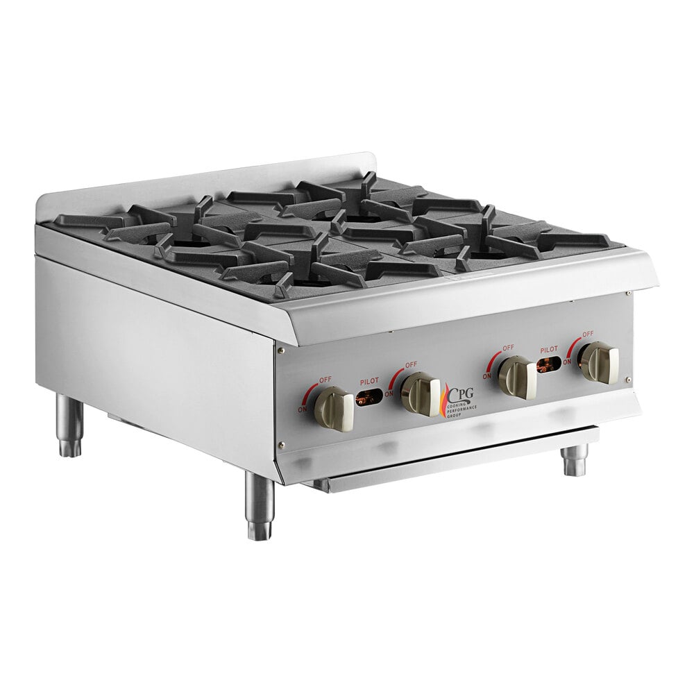 Cooking Performance Group R-CPG-24-NL 4 Burner Gas Countertop Range / Hot  Plate - 88,000 BTU