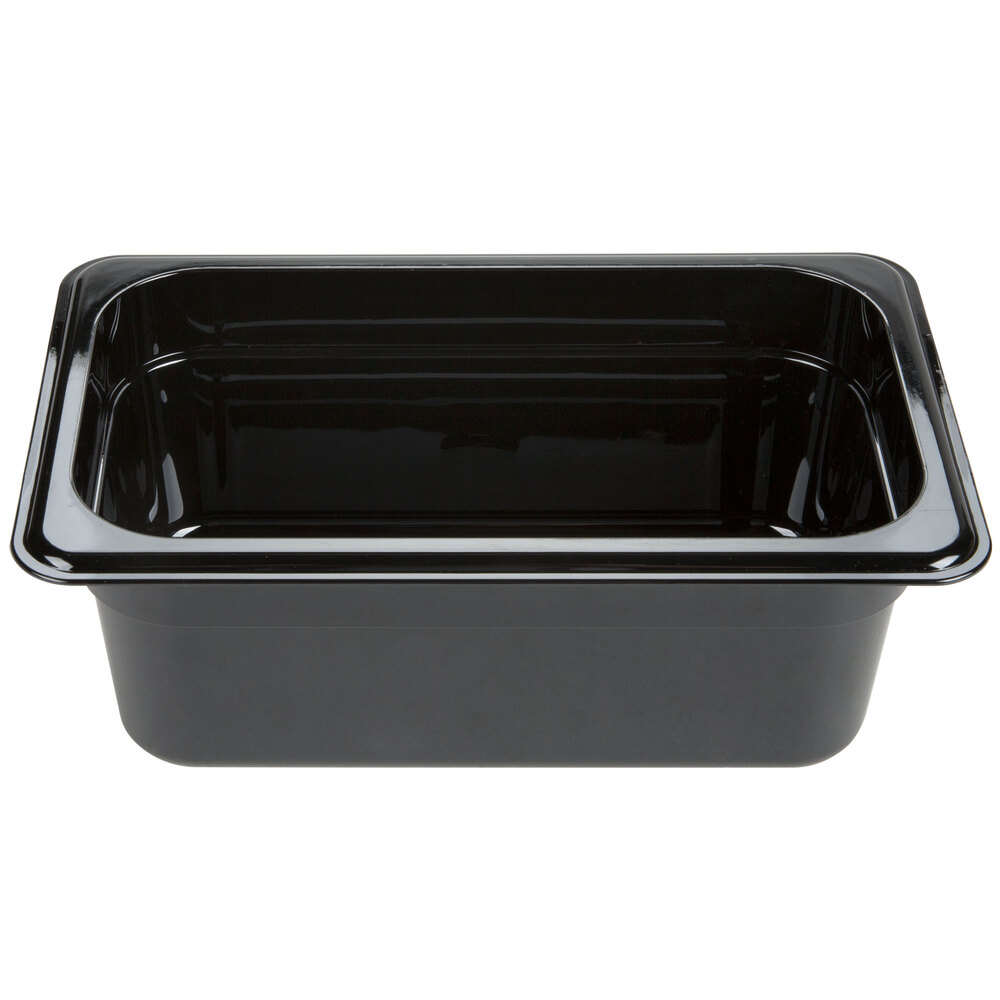 Carlisle 3088103 StorPlus 1/4 Size Black High Heat Plastic Food Pan 4