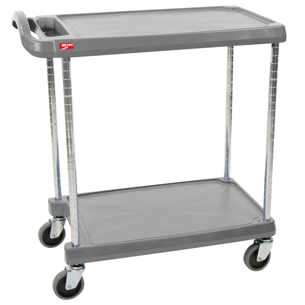 Metro myCart MY203024G Gray Utility Cart with Two Shelves and Chrome