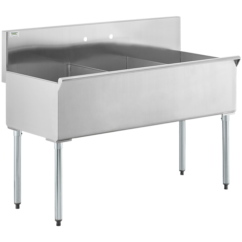 Regency 54 inch 16-Gauge Stainless Steel Three Compartment Commercial Utility Sink - 18 inch x 21 inch x 14 inch Bowls