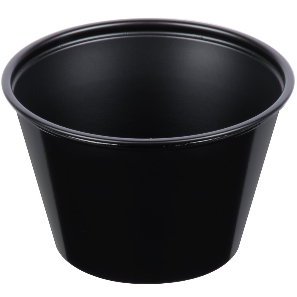 Solo P400BLK 4 oz. Black Polystyrene Souffle Cup / Portion Cup 2500/Case
