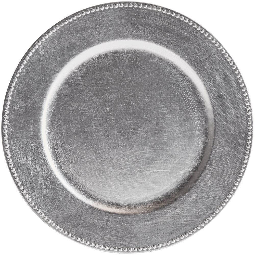 Charge It by Jay 13" Round Silver Beaded Plastic Charger Plate 12/Pack
