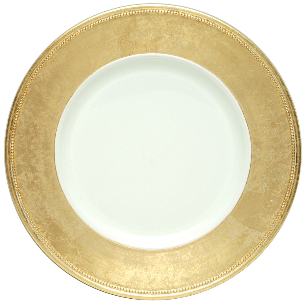 Jay Companies Centro Black Glass Charger Plate With Gold Rim 13