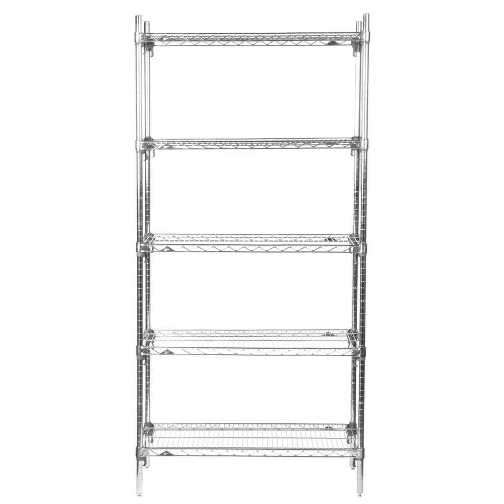 Metro 5A337C Stationary Super Erecta Adjustable 2 Series Chrome Wire Shelving Unit 18" x 36" x 74"