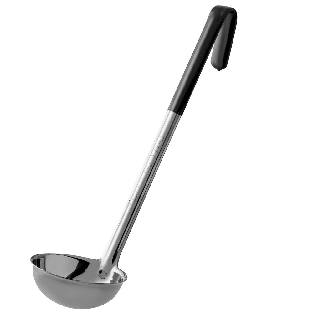 6 oz. OnePiece Stainless Steel Ladle with Black Coated Handle