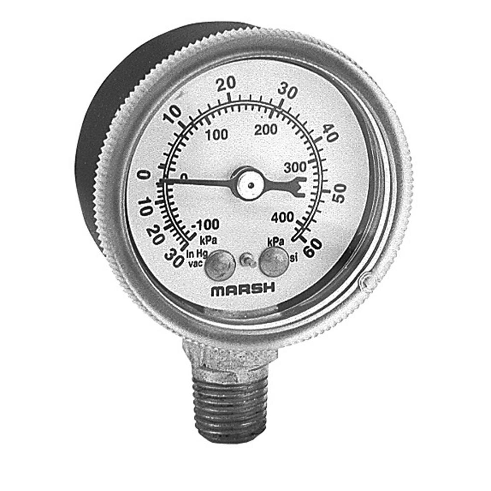AllPoints 621001 Vacuum / Pressure Gauge; 30 +60 PSI; 1/4" MPT