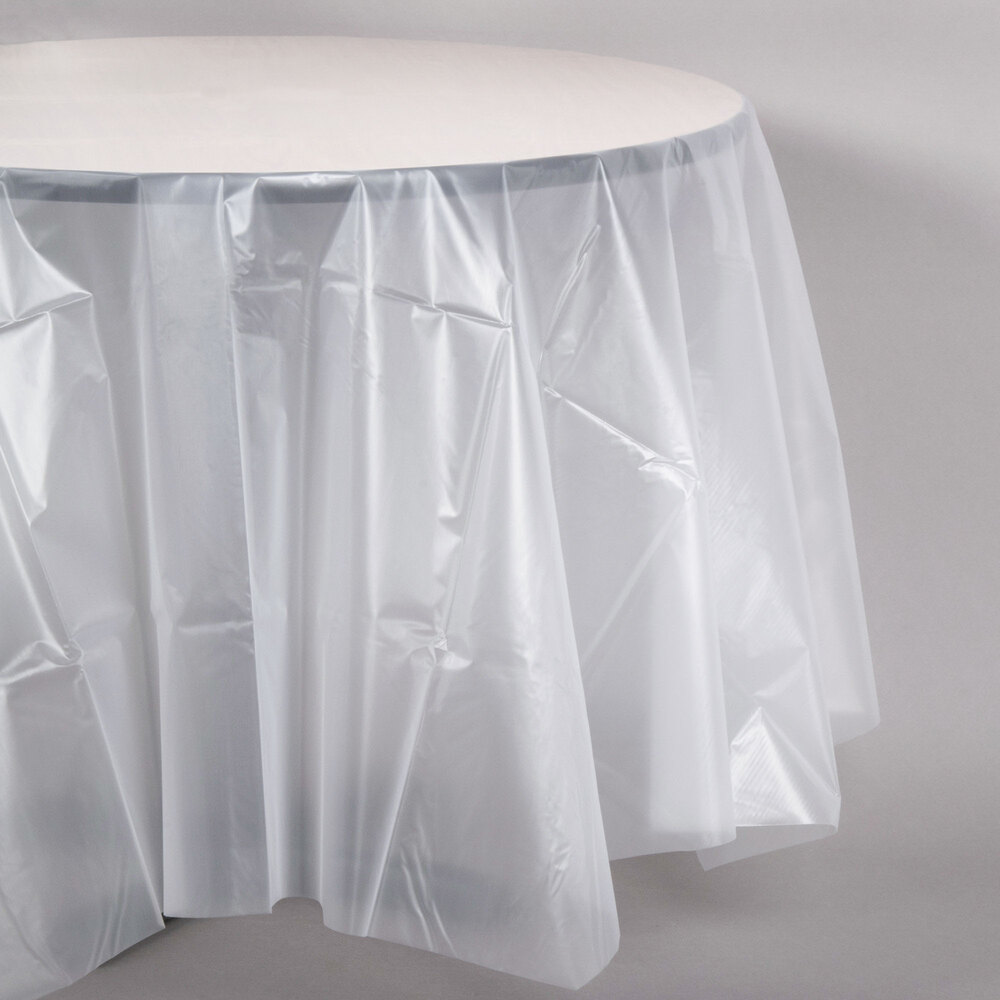 Creative Converting 700418 82" Clear OctyRound Plastic Table Cover 12