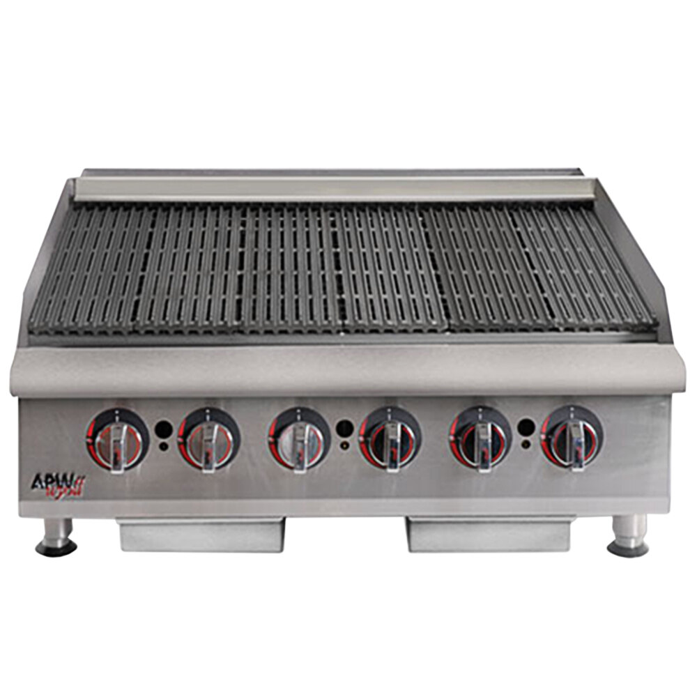 APW Wyott HCRB-2460i Liquid Propane 60" HD Cookline Lava Rock Charbroiler -  200,000 BTU