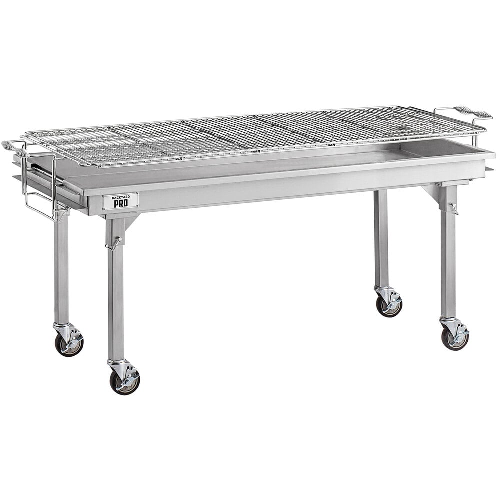 Backyard Pro CHAR-60SS 60" Heavy-Duty Stainless Steel Charcoal with Adjustable Removable Legs, Cover