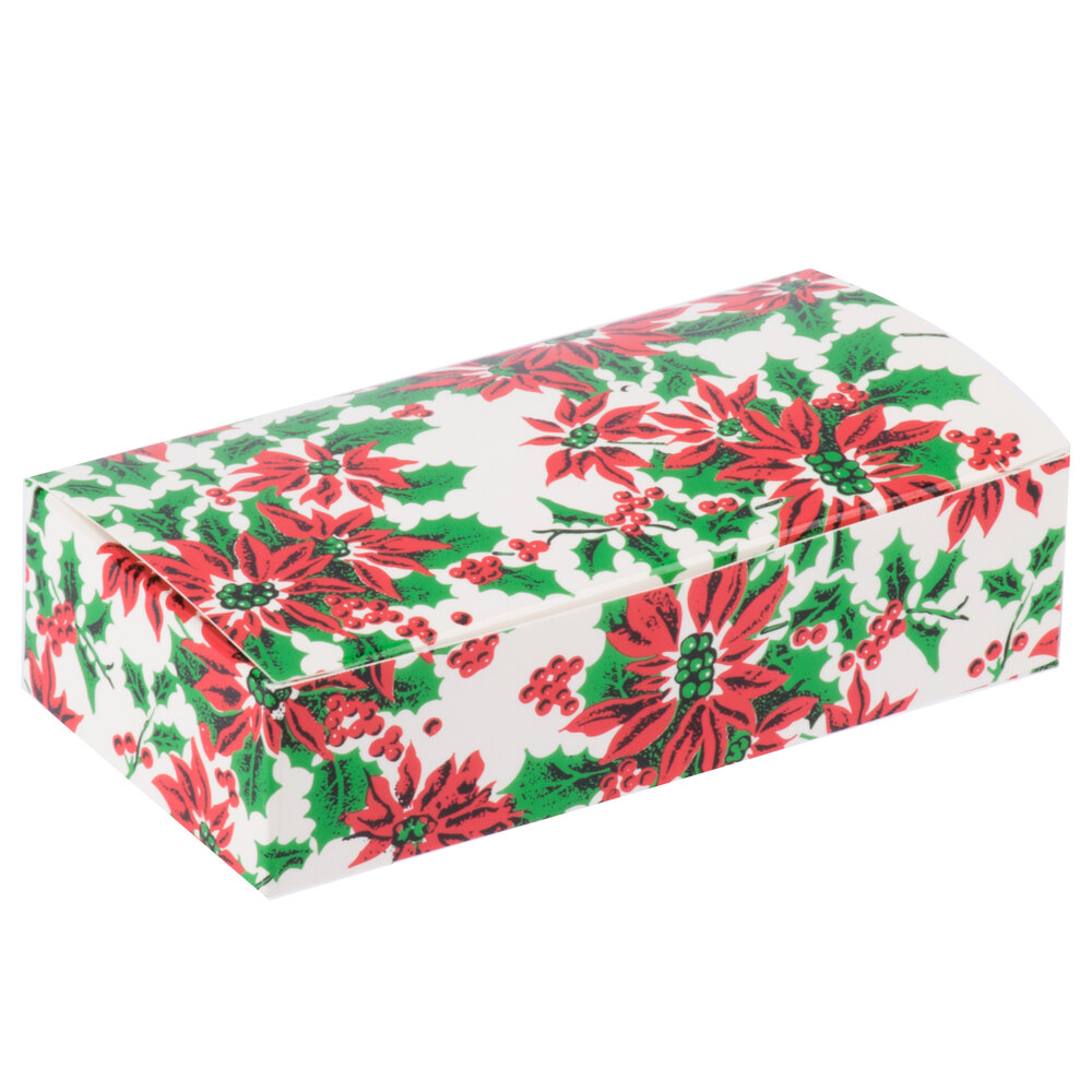 1/4 lb. Holiday Poinsettia Candy Box (4 1/2&quot; x 2 5/16&quot; x 1 1/8&quot;) - 250/Case