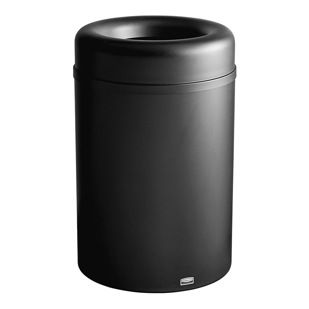 Rubbermaid® FGAOT30BKPL Crowne Textured Black Round Open Top Waste