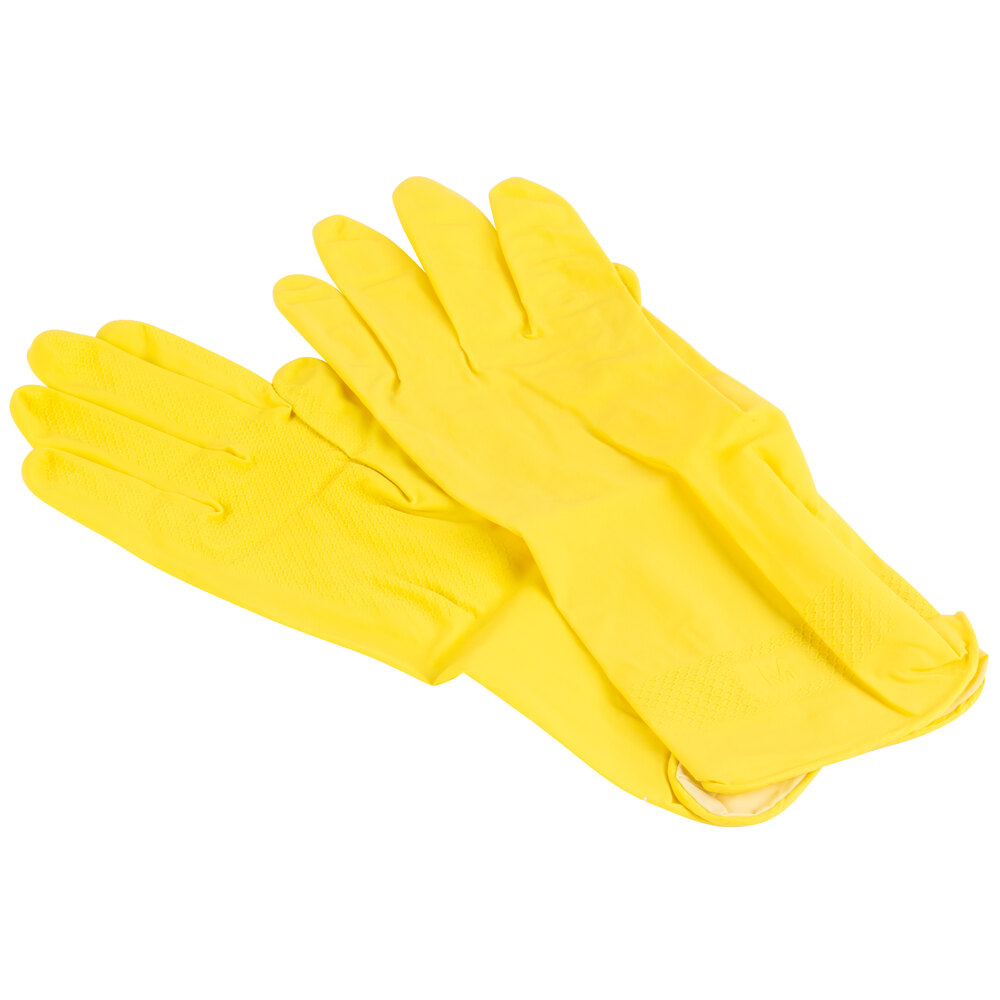 MEDIUM WASHING UP GLOVES 12 PAIRS YELLOW RUBBER HOUSEHOLD CLEAN WATERPROOF 
