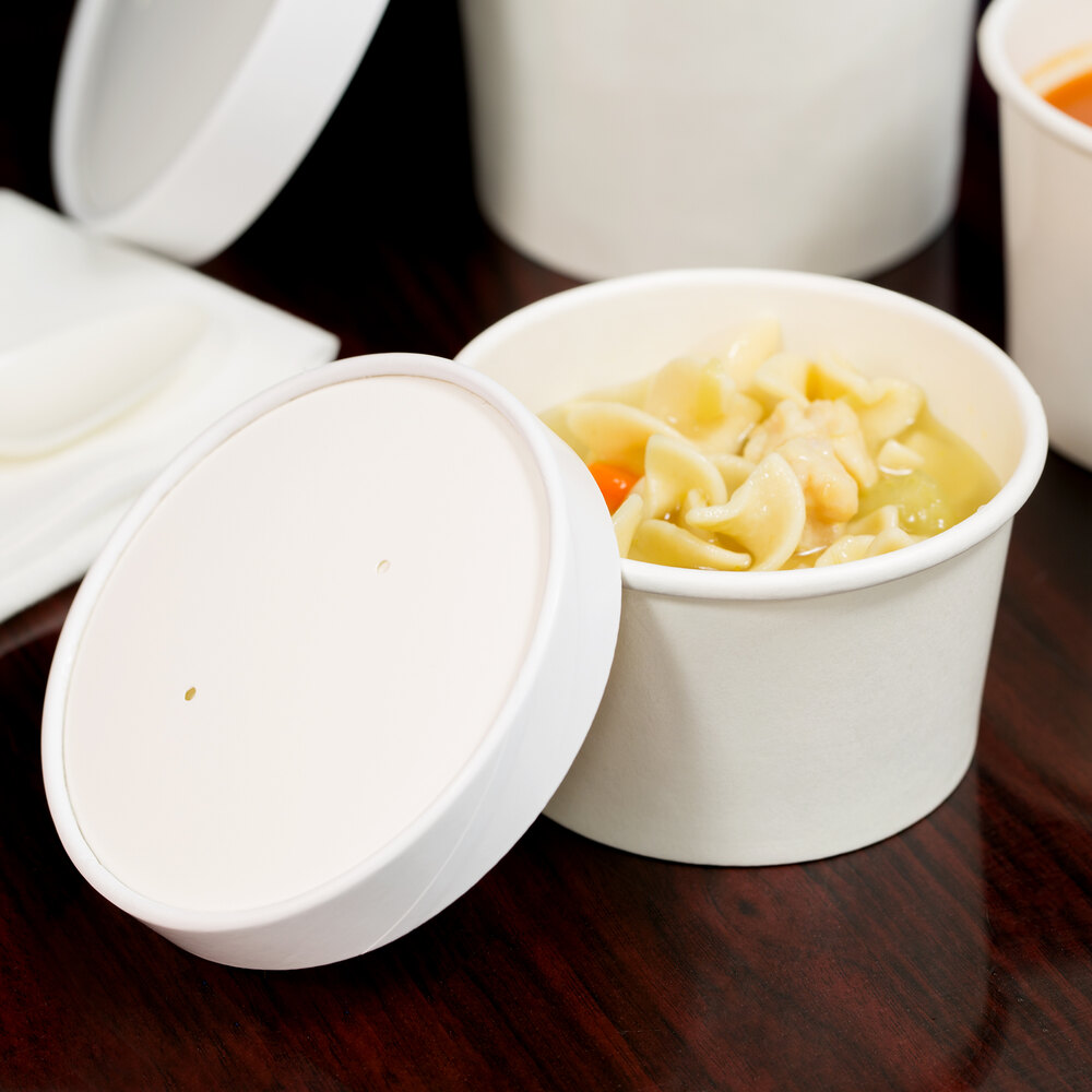 Choice 8 oz. Double Poly-Coated White Paper Food Cup with Vented Paper ...