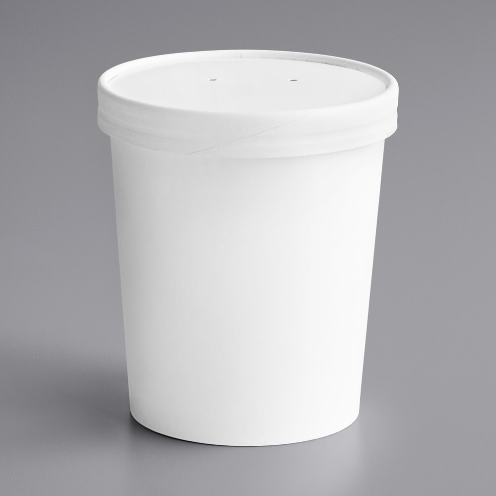 Choice 32 oz. Double Poly-Coated White Paper Food Cup with Vented Paper ...