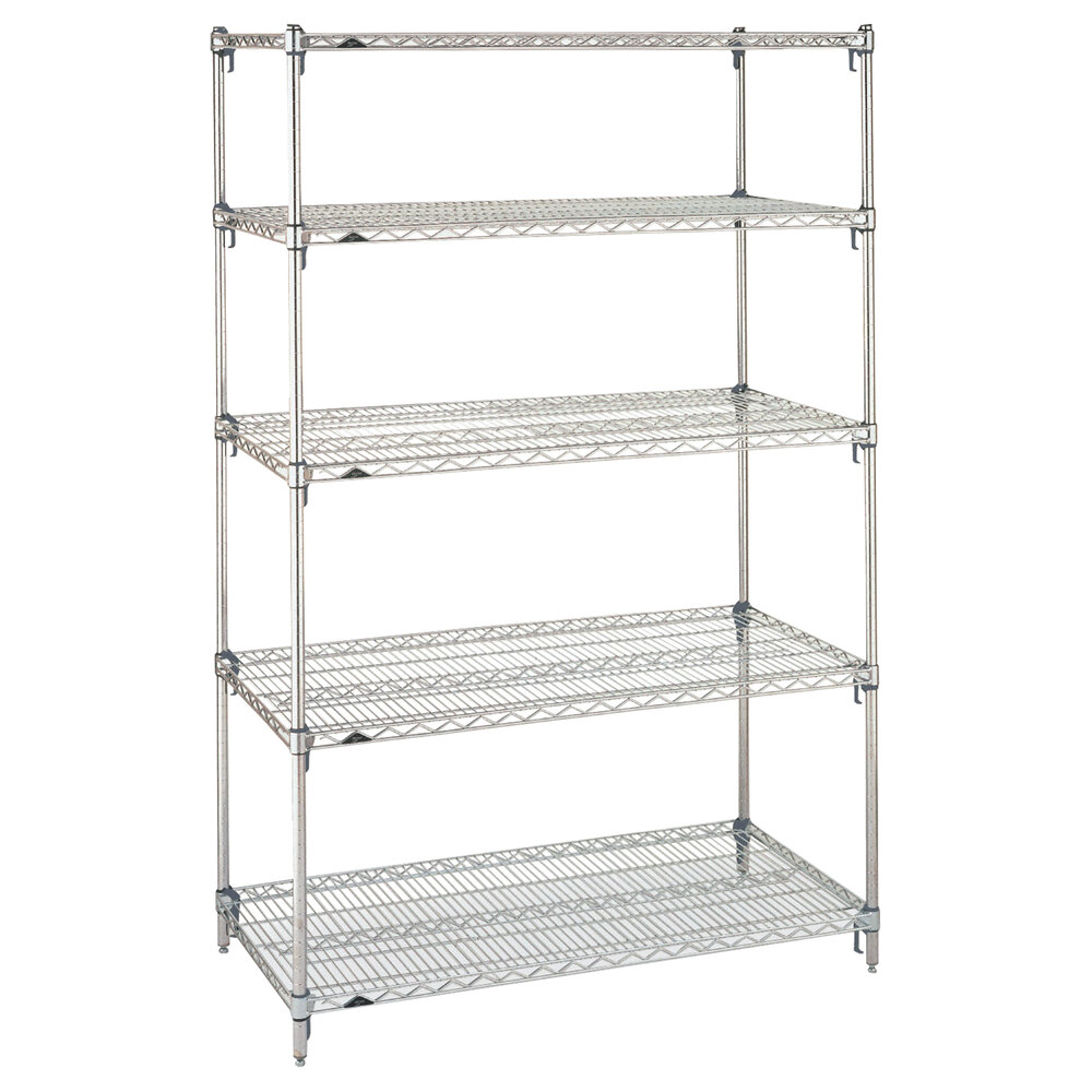 Metro 5A327C Stationary Super Erecta Adjustable 2 Series Chrome Wire Shelving Unit 18" x 30" x 74"