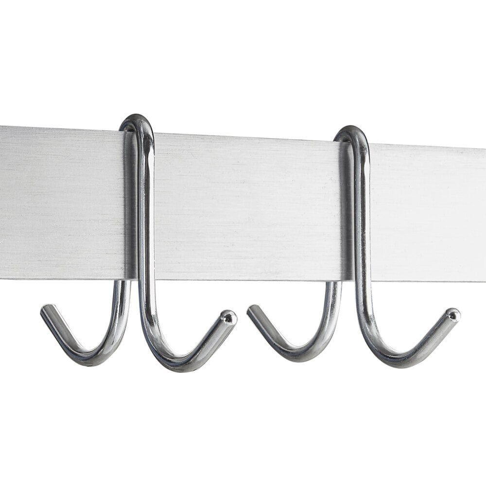 Regency 15 x 60 Stainless Steel Wall Mounted Pot Rack with Shelf and 18  Galvanized Hooks