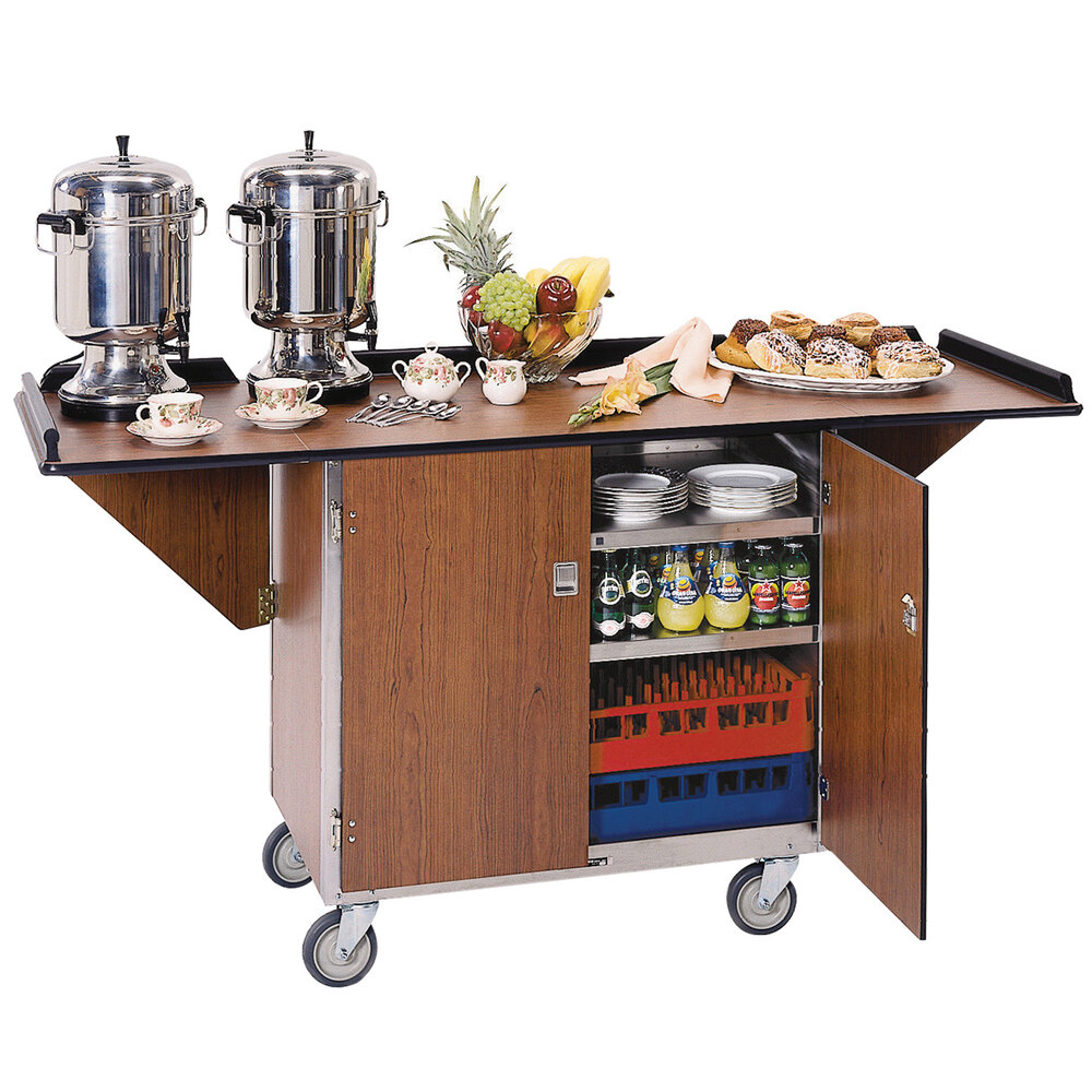 Lakeside 675 Stainless Steel DropLeaf Beverage Service Cart with 3