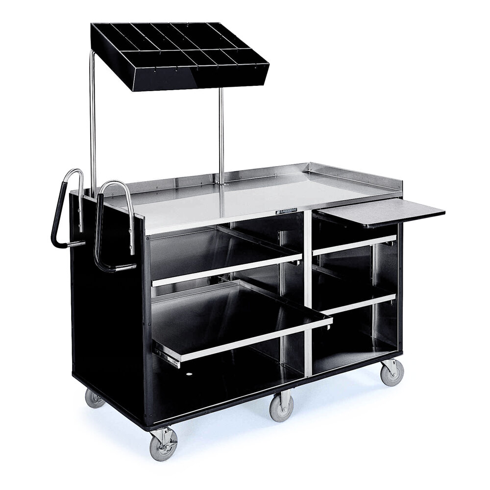 Exspoding Carts Lakeside 68010B 4 Shelf Stainless Steel Vending Cart with Pull-Out ...
