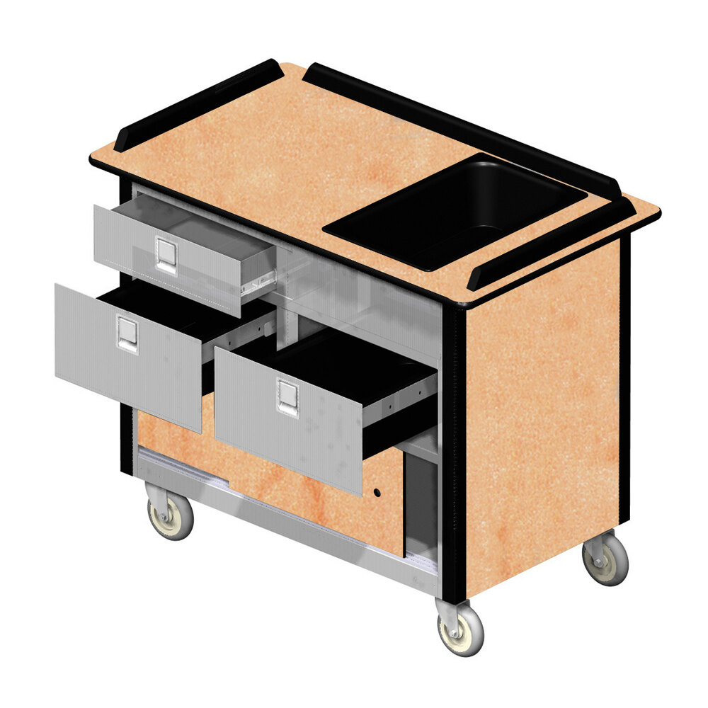 Lakeside 69030HRM Stainless Steel Beverage Service Cart with 3 Drawers