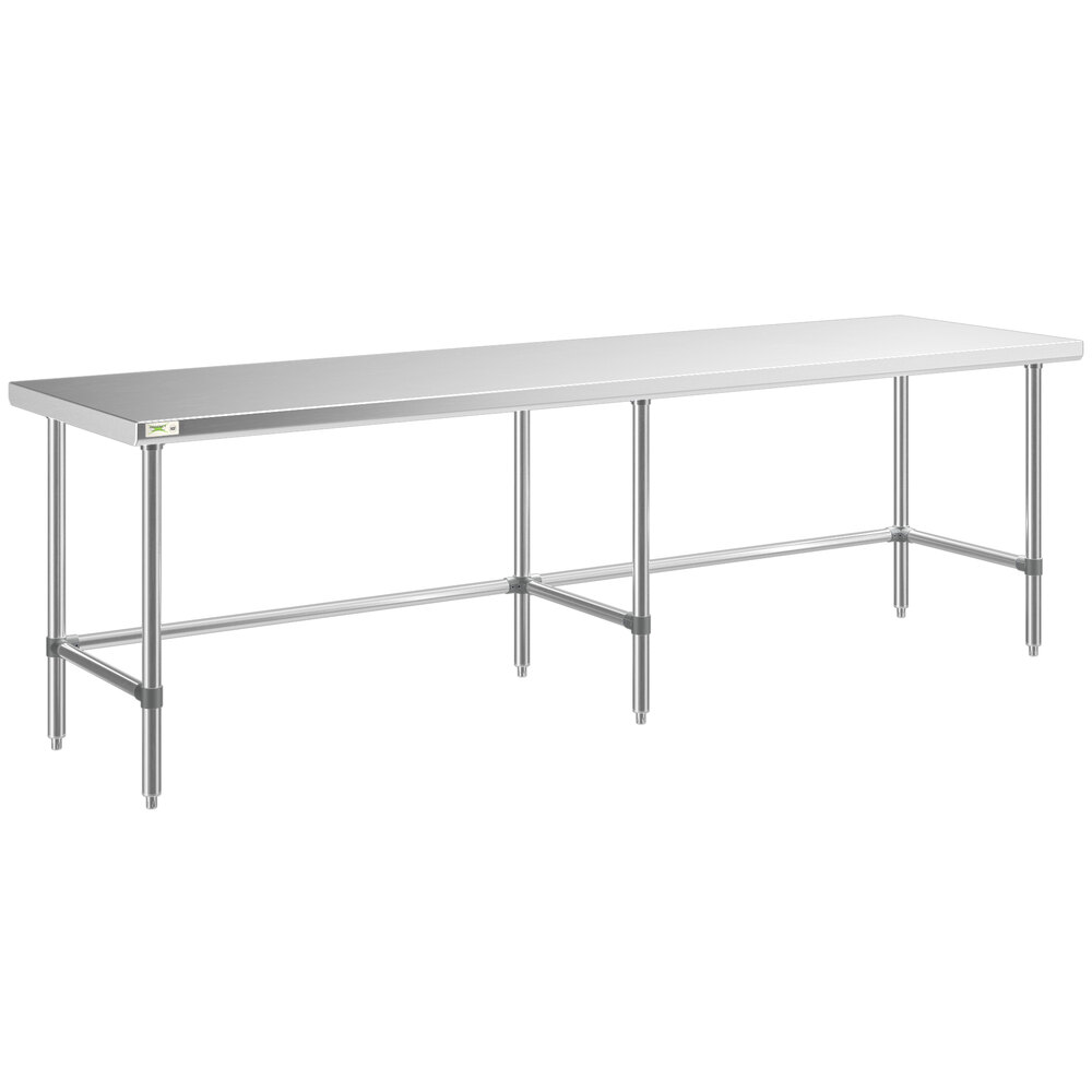Regency 30 inch x 108 inch 16-Gauge 304 Stainless Steel Commercial Open Base Work Table