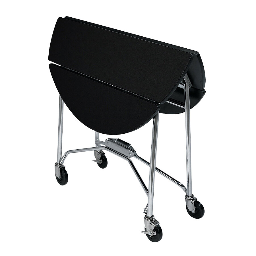 Lakeside 415B Mobile Round Top FoldUp Room Service Table with Black