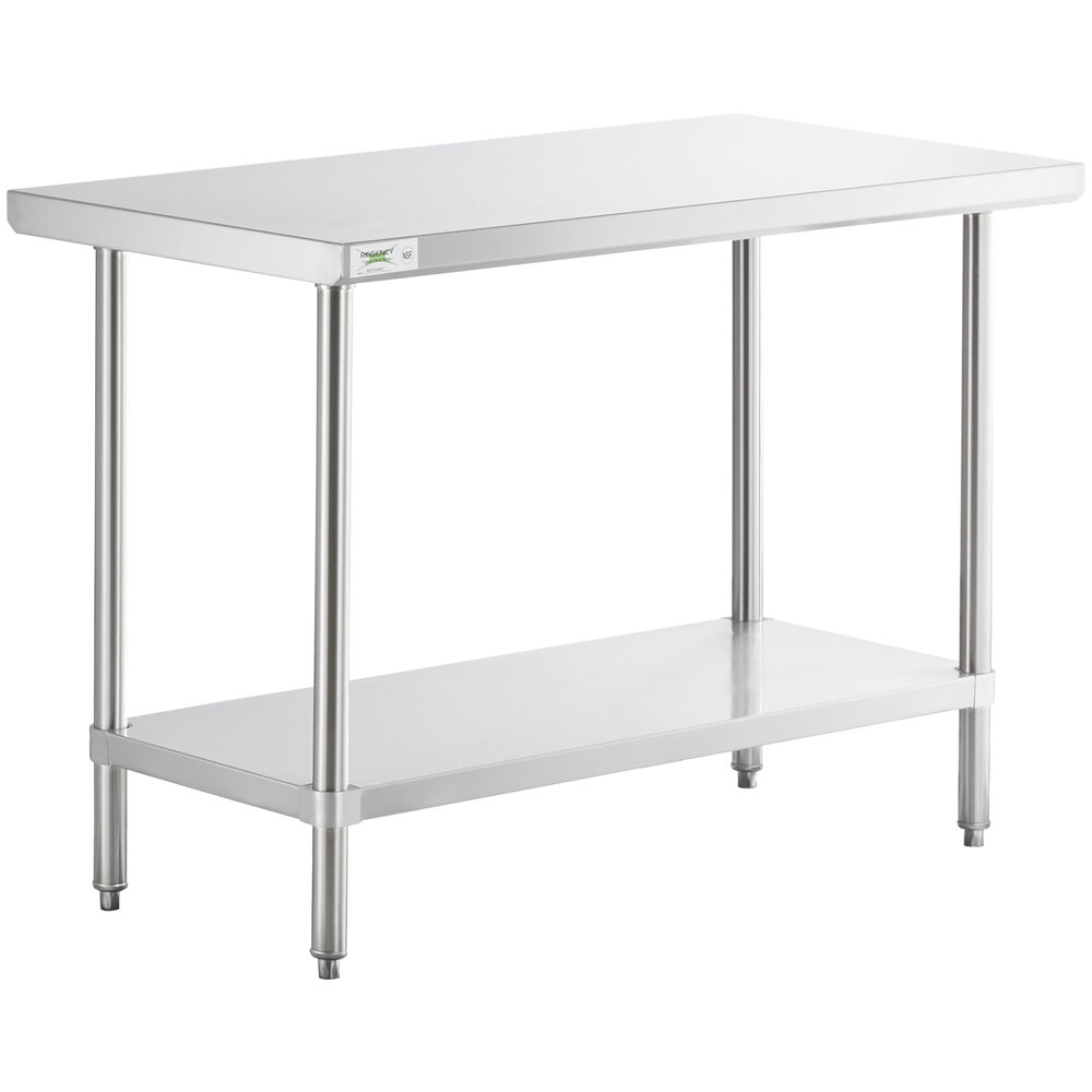 Regency 24 inch x 48 inch All 18-Gauge 430 Stainless Steel Commercial Work Table with Undershelf