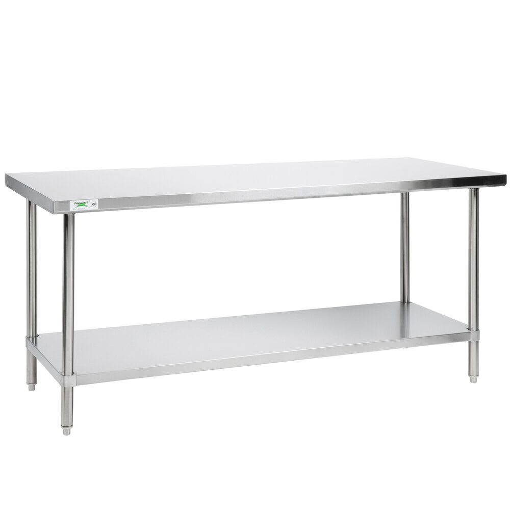 Regency 30 inch x 72 inch All 18-Gauge 430 Stainless Steel Commercial Work Table with Undershelf