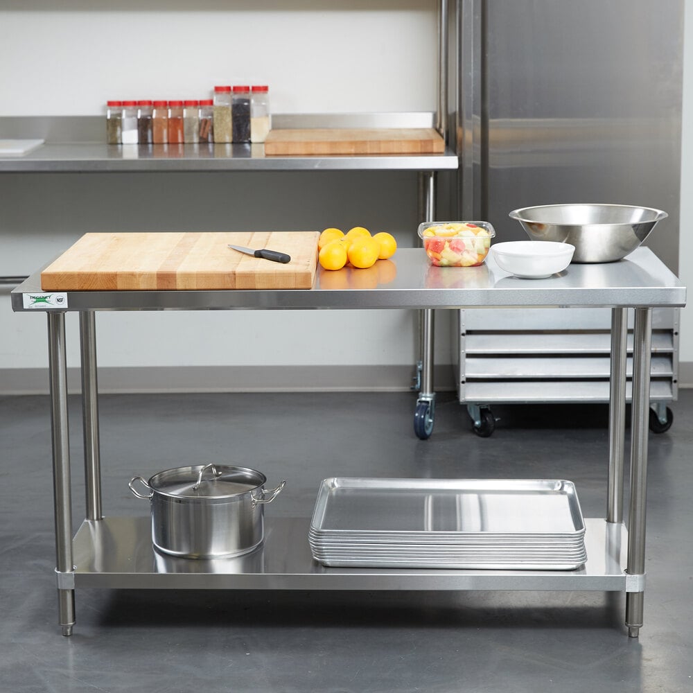 Regency 24" x 60" All 18-Gauge 430 Stainless Steel Commercial Work Table with Undershelf